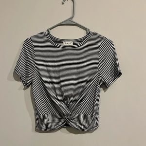 Striped cropped tshirt with knot top